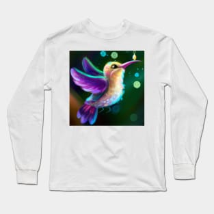 Cute Hummingbird Drawing Long Sleeve T-Shirt